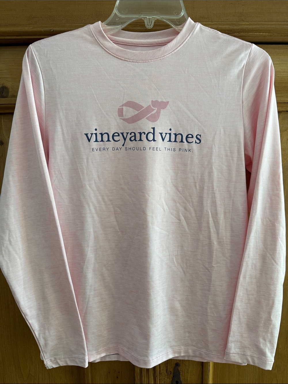 Vineyard Vines Kids Light Pink Long-Sleeve Tee with Logo